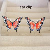 French Enamel Hand-painted Butterfly Earrings Necklace