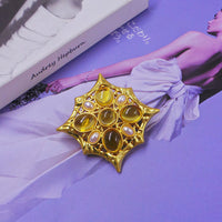 Classic Medieval Baroque Cross Crystal Brooch Vintage