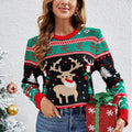 Women's Round Neck Jacquard Christmas Sweater Versatile Long Sleeve