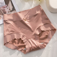 Mid-High Waist Light Luxury Women's Elastic Satin Silky Comfortable Seamless Underwear Mulberry Silk