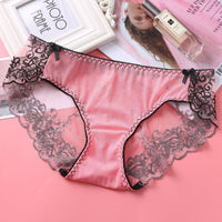 Low-rise Embroidered Lace Panties And Mesh Briefs