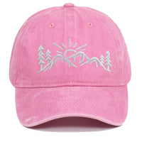 Mountain Style Embroidered Baseball Cap Cotton Worn Looking Washed-out Baseball