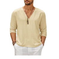 Summer British Style Men's Solid Color Patchwork Pullover