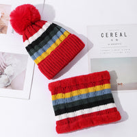 Women's Color Matching Striped Thick Warm Knitted Hat
