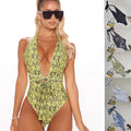 European And American One Piece Swimsuit Plus Size Solid Color