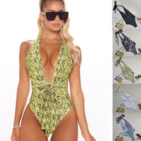 European And American One Piece Swimsuit Plus Size Solid Color
