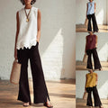 Crew-neck Sleeveless Shirt With A Wave Hem