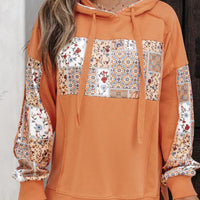 Pullover Hoodie With Drawstrings Top Casual Printed Loose Sweatshirt