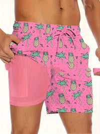 Casual Loose D Printed Double-layer Beach Pants