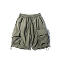 Loose Design Cargo Shorts Japanese Style Solid Color