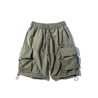Loose Design Cargo Shorts Japanese Style Solid Color