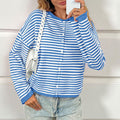 Women's Striped Contrast Color Sweater Long Sleeve Casual Cardigan