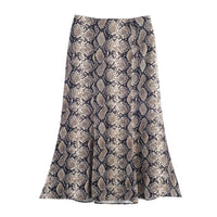 Animal Print Silk Texture MIDI Skirt