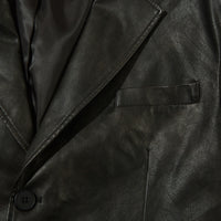 American Solid Color PU Leather Suit Jacket Men