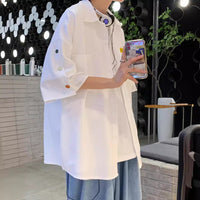 Summer Thin Breasted Short Sleeve Loose All-match Trendy Ins Hong Kong Style