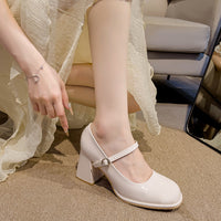 Women's One-strap Thick Heel Round Toe Large Size High Heels