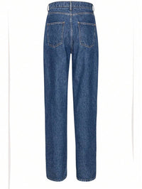 Fashionable Button-Front Slit Straight-Jeans