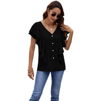 Lotus-leaf Sleeve Shirt Single-breasted Top Cardigan