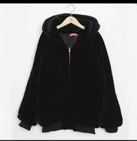 Loose padded faux rabbit fur coat