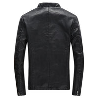 Stand-up collar fur PU leather jacket plus velvet men's jacket