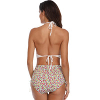 Women's Lace Up High Waist Split Bikini Swimsuit