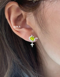 Apple And Snake Sterling Silver Needle Sweet Earrings Female