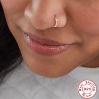 Sterling Silver Diamond Body Piercing Jewelry Nose Ring