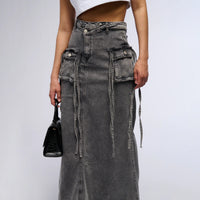 Women's American-style Retro Wrong Waist Denim Overalls Skirt