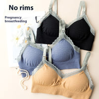 Pregnant Women's Wireless Lace Plus Size Front Buckle Nursing Bra