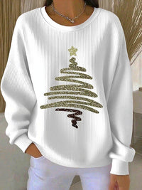 Womens 3D Christmas Tree-Print Corduroy Hoodie