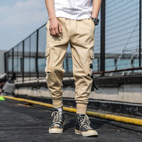 Multi-pocket hip-hop cropped cropped overalls
