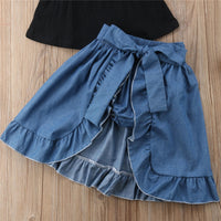 Half-sleeve off-shoulder halter top with split skirt 3PCS
