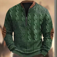 Men's Casual Checkered Printed Half Zip Hoodie