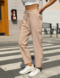 New Casual Linen Drawstring Pants For Women - Comfortable & Stylish