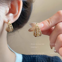 Purple Crystal Leaf Drop Earrings, Light Luxury French Style, Elegant Niche Design Ear Cuffs