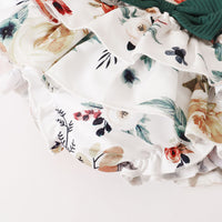 Girls' Three-piece Khaki Dress Set Printing