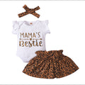 Triangle Romper Bow Leopard Print Skirt Set