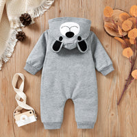 Baby Boys And Girls Bear Head Hooded Long Leg Romper