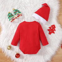 Christmas Holiday Style Grandpa Affixed Cloth Embroidered Long Sleeve Bottom-covering Rompers Hat