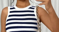 Slim Fit Striped Contrast Color Knit Dress