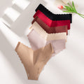 Simple Seamless Ice Silk Underwear With Wavy Edges V-Waist Comfortable Thong