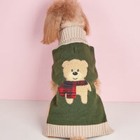 New Autumn And Winter Simple Bear Army Green Dog Sweater