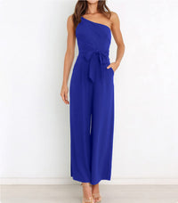 Women's Solid Color Lace-up Jumpsuit