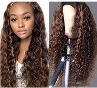 Headband Wig Women's Long Curly Mixed Color Synthetic Hair Set