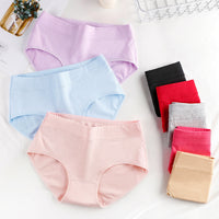 Mid-waist Cotton Solid Color Triangle Briefs