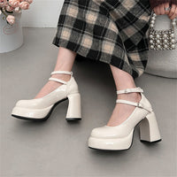 French High Heel Mary Jane Shoes Women