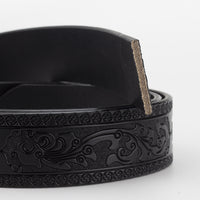 Embossed Belt Without Buckle Smooth Leather Belt