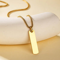 Stainless Steel Polished 3D Bar Mens Simple Stylish Titanium Steel Necklace
