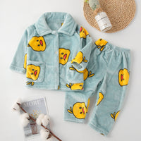 Spring And Autumn Boys' And Girls' Flannel Cute Kawaii Cartoon Animal Homewear