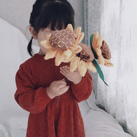 Children's Pullover Sweater Lace Cutout Knit Sweater Puff Sleeve Top